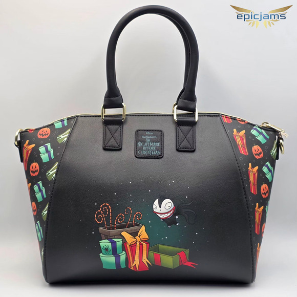 Loungefly Disney Nightmare Before Christmas Sandy Claws Zero Black Satchel Bag - Picture 5 of 7
